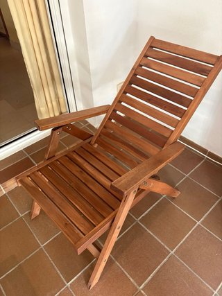 2 Sillas mader Reclinables Exterior y mesa a juego