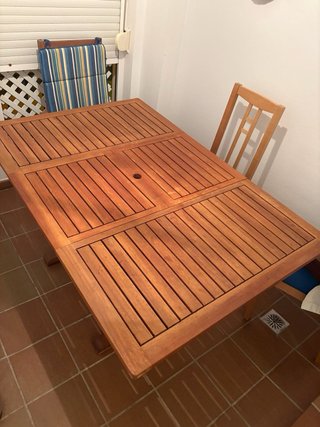 2 Sillas mader Reclinables Exterior y mesa a juego