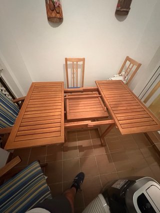 2 Sillas mader Reclinables Exterior y mesa a juego