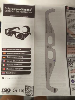 Gafas de eclipse solar certificadas CE
