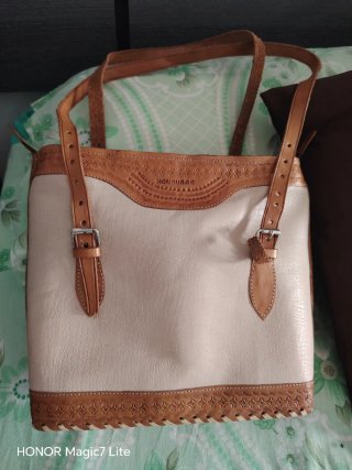 Bolso de piel auténtica pintado a mano