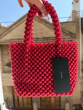 Bolso Zara de perlas rojo