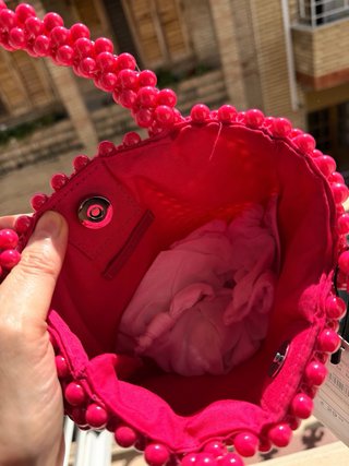 Bolso Zara de perlas rojo