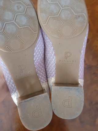 Zapatos Pitillos Talla 41 Dorados y Rosas