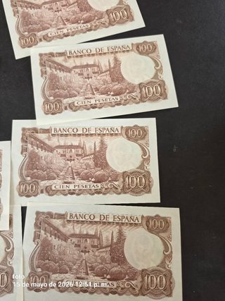 Billetes 100 Pesetas España 1970 correlativos SC