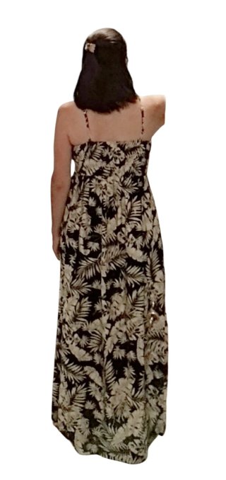 Vestido largo estampado hojas