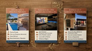 Alquiler  jardín Piscina, Barbacoa y cine Premium.