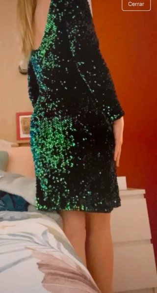 Vestido fiesta lentejuelas negro y verde