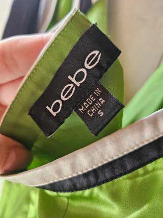 Top seda Bebe verde y negro