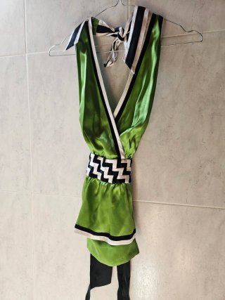 Top seda Bebe verde y negro
