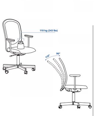 Silla de oficina FLINTAN negra con reposabrazos