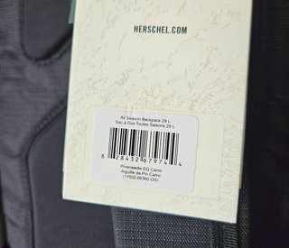 Zaino Herschel All Season 29L trekking. Nuovo.