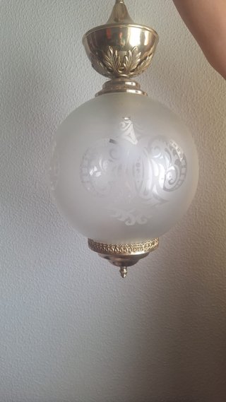 Lámpara Techo Vintage Globo Cristal Dorado