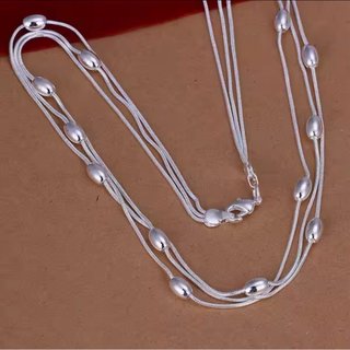 Collar Plata 925 con Cuentas Ovaladas