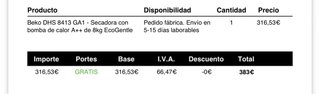 Secadora Beko 8kg A++