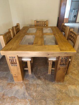Mesa y 6 Sillas Madera Maciza
