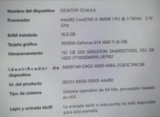 PC Gaming 1660ti, i5 9600K, placa MSI