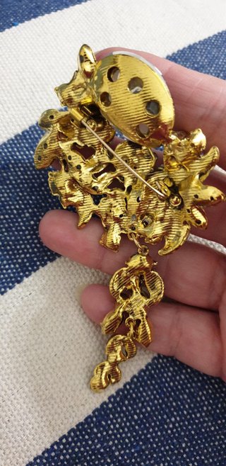 Spilla grande stile Regency viola e turchese