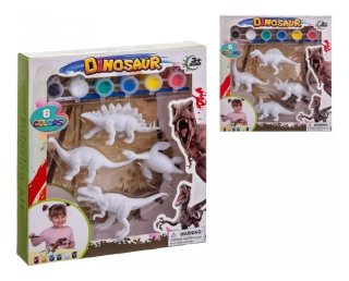 Set 4 Dinosaurios Para Pintar + 6 Colores