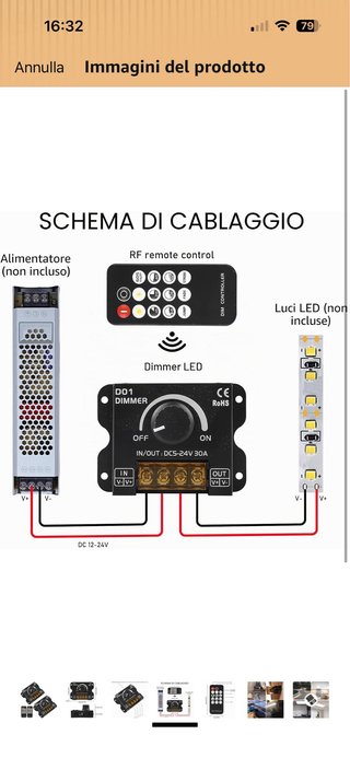 2 Dimmer per LED DC5-24V 30A con Telecomando