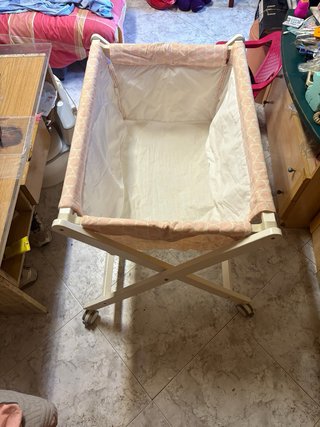 Minicuna madera blanca y rosa