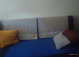 Sofá Cama Azul 190x140cm, con funda y 2 cojines la