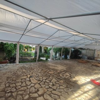 Carpa 12x6 PVC 750 Blanca Base Reforzada