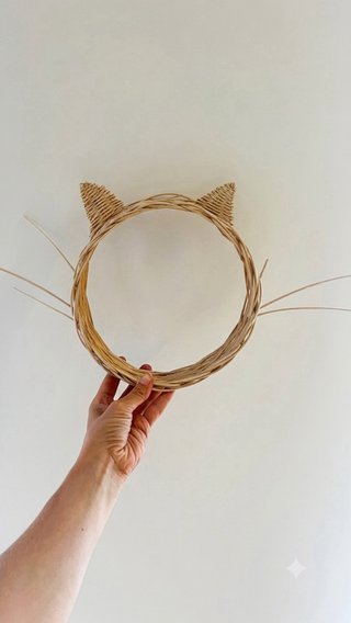 Decoración pared mimbre gato