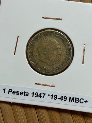 Una 1 Peseta 1947 *49 Franco España MBC+