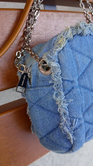 bolso bandolera de tejido denim (vaquero) acolchad