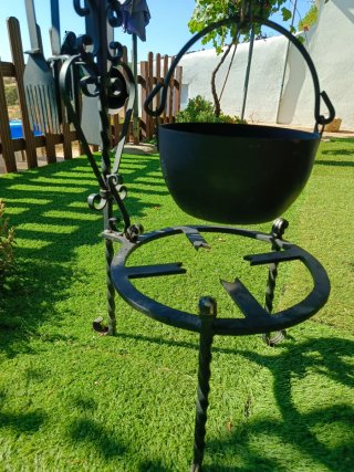 Conjunto chimenea artesanal hierro fundido