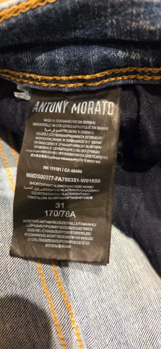 Bermudas Antony Morato Azules Desgastadas