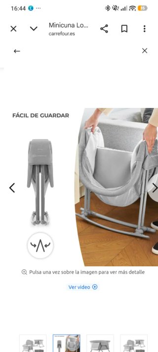 Minicuna Kindercraft gris con mosquitera
