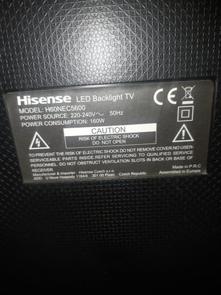 Smart TV Hisense LED Negra, no enciende.