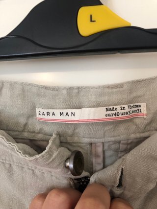 Pantalón lino hombre beige