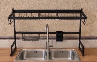 Escurridor Negro Metal para Fregadero 85x31x52