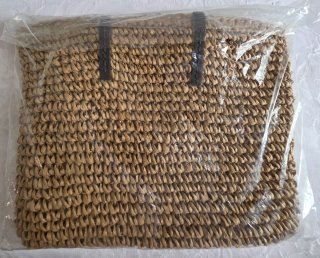Bolso Grande Rafia Forrado Tela, Cremallera, Nuevo