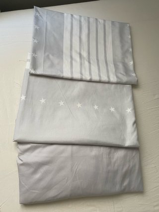 Juego Sábanas Cama 105 Gris y Blanco