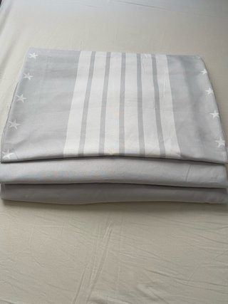 Juego Sábanas Cama 105 Gris y Blanco