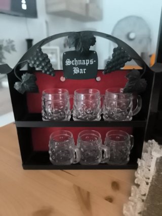 Mueble Bar Vintage Vasos Licor Madera