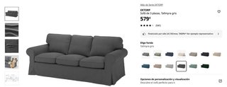 Sofá 3 plazas IKEA Ektorp Gris