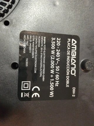 Placa de inducción doble fuego