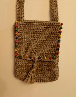 Borsa uncinetto con perline colorate