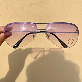 Gafas Aviador Lila Corazón Strass Y2K