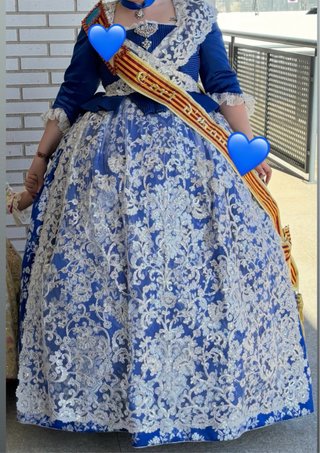 Traje de Fallera azul y dorado