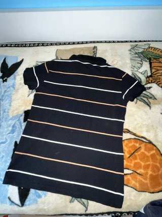 Polo Lacoste Rayas Negras Blanco y Marrón