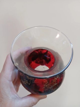 Vasetto in vetro rosso e oro