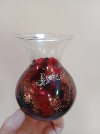 Vasetto in vetro rosso e oro