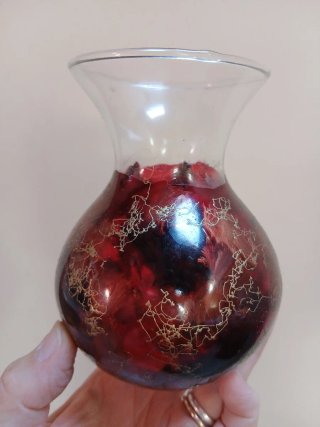 Vasetto in vetro rosso e oro