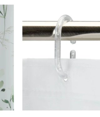 Cortina de baño verde y blanco